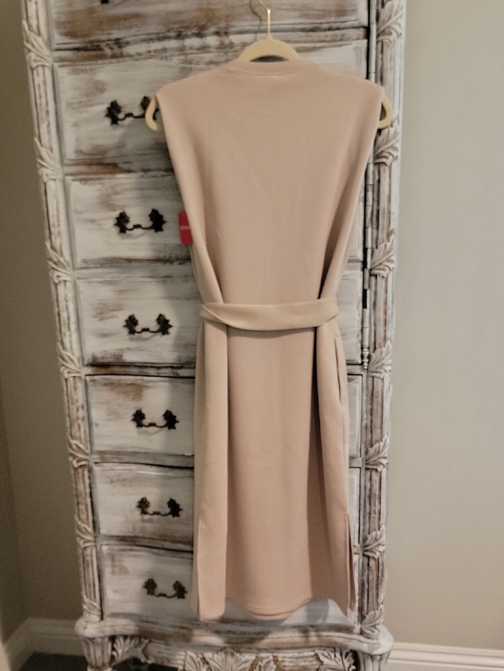 SPANX Sleeveless Belted Midi Dress in Beige - Picture 3 of 5